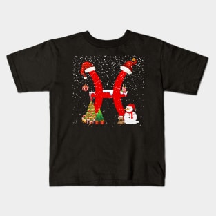 Christmas Themed Pisces Zodiac Sign Astrology Kids T-Shirt